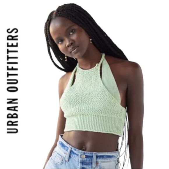 NEW UO Urban Outfitters Camilla Mint Green Layered Sweater Halter Top M - Picture 3 of 3